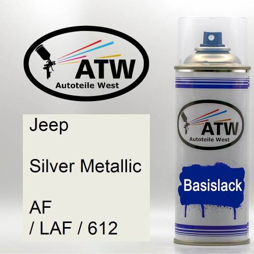 Jeep, Silver Metallic, AF / LAF / 612: 400ml Sprühdose, von ATW Autoteile West.
